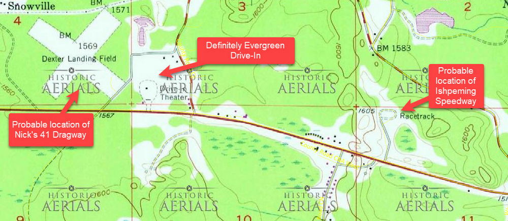 Nicks 41 Speedway - 1977 Topo Map Showing 3 Attractions (newer photo)